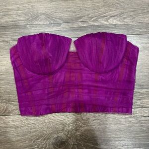 Carolina Herrera Purple Corset Bustier Crop Top